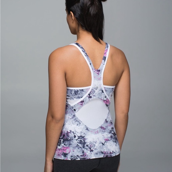 Lululemon Crossback Tank Moody Mirage White Deep Navy / White Size 2 - Picture 2 of 13